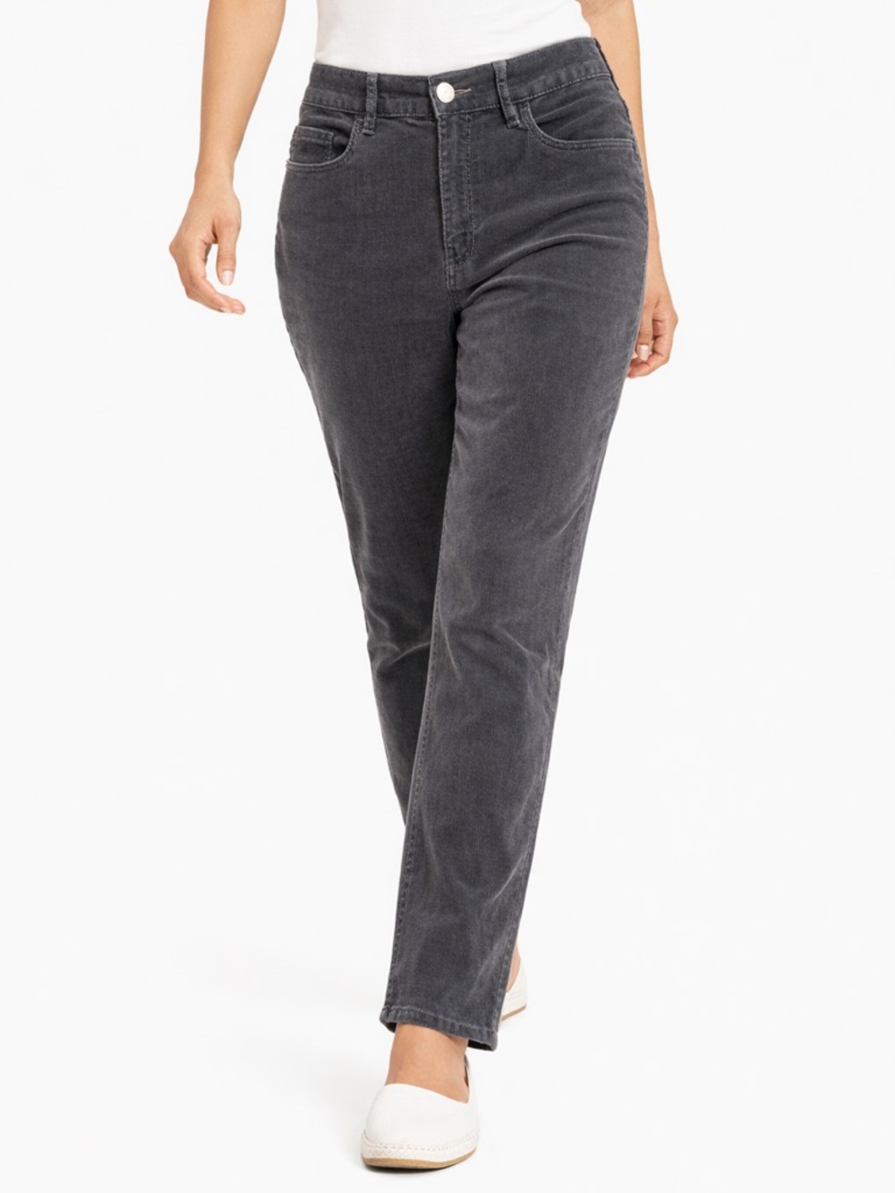 LOFT High‎ Waist Skinny Corduroy Pants Charcoal Gray 4P 27 Petite Stretch